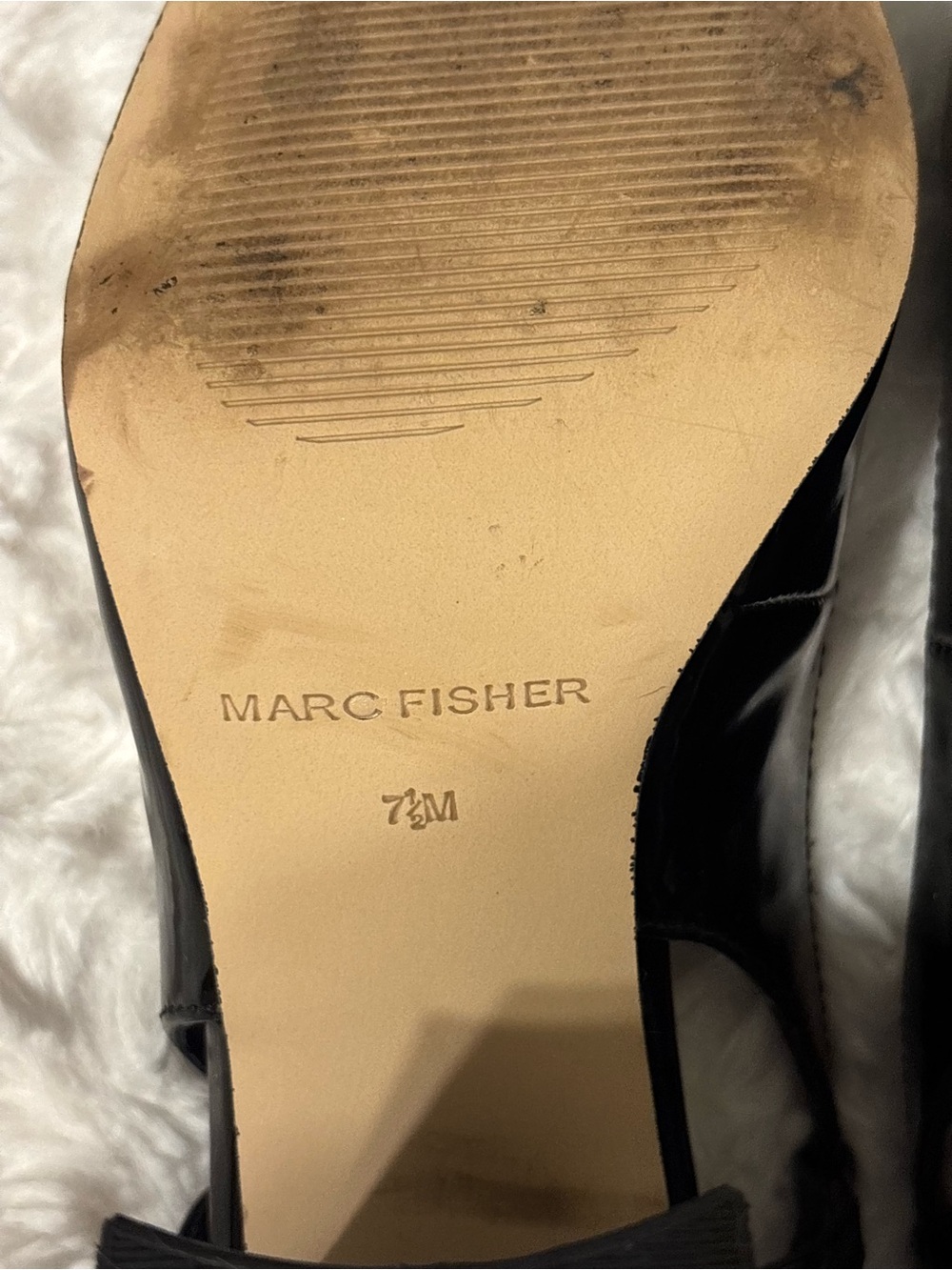 Marc Fisher Black Patent Slingback Block Heels Pumps 7.5 M - Picture 7 of 7
